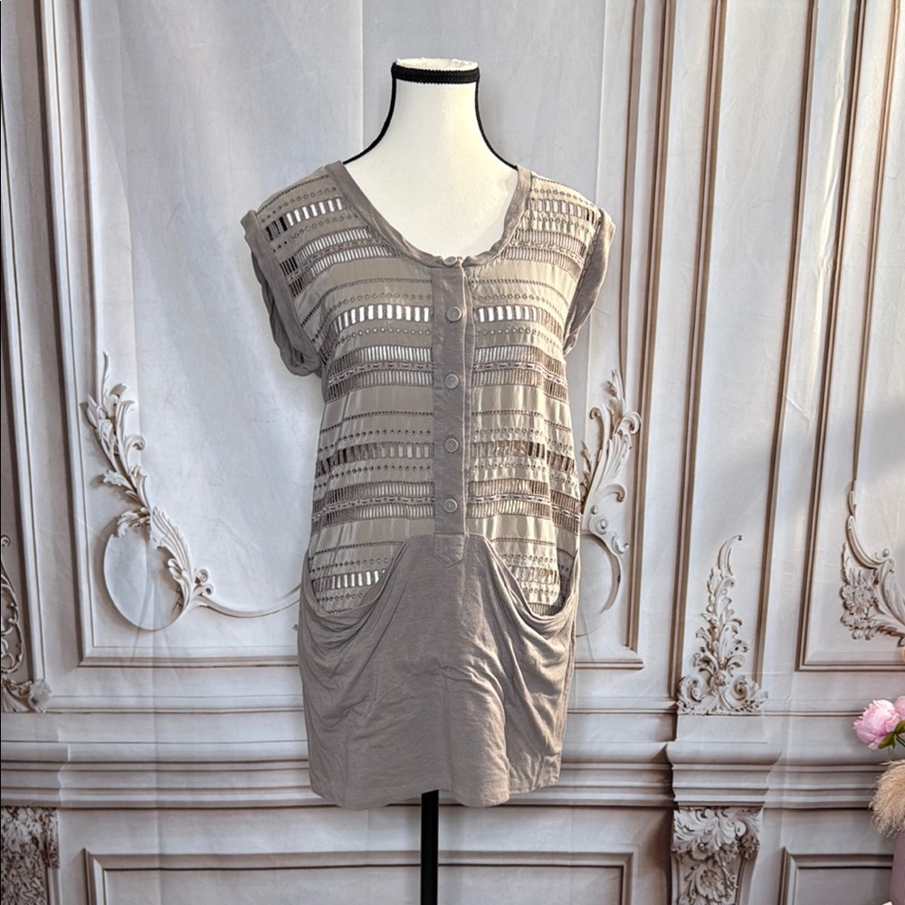 3.1 Phillip Lim Brown Sleeveless Ruched Blouse - Picture 1 of 5